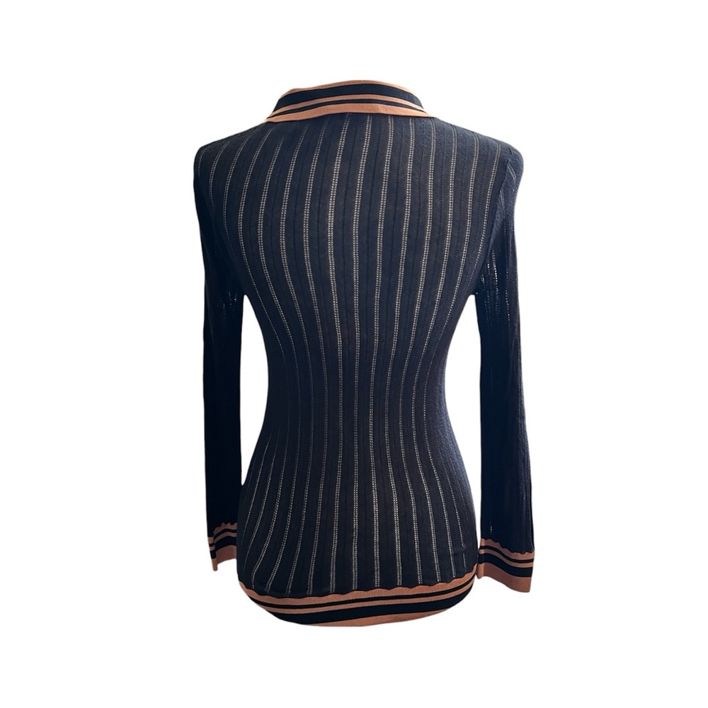 Scotch & Soda palm love black and orange knitted polo shirt. - Picture 3 of 7